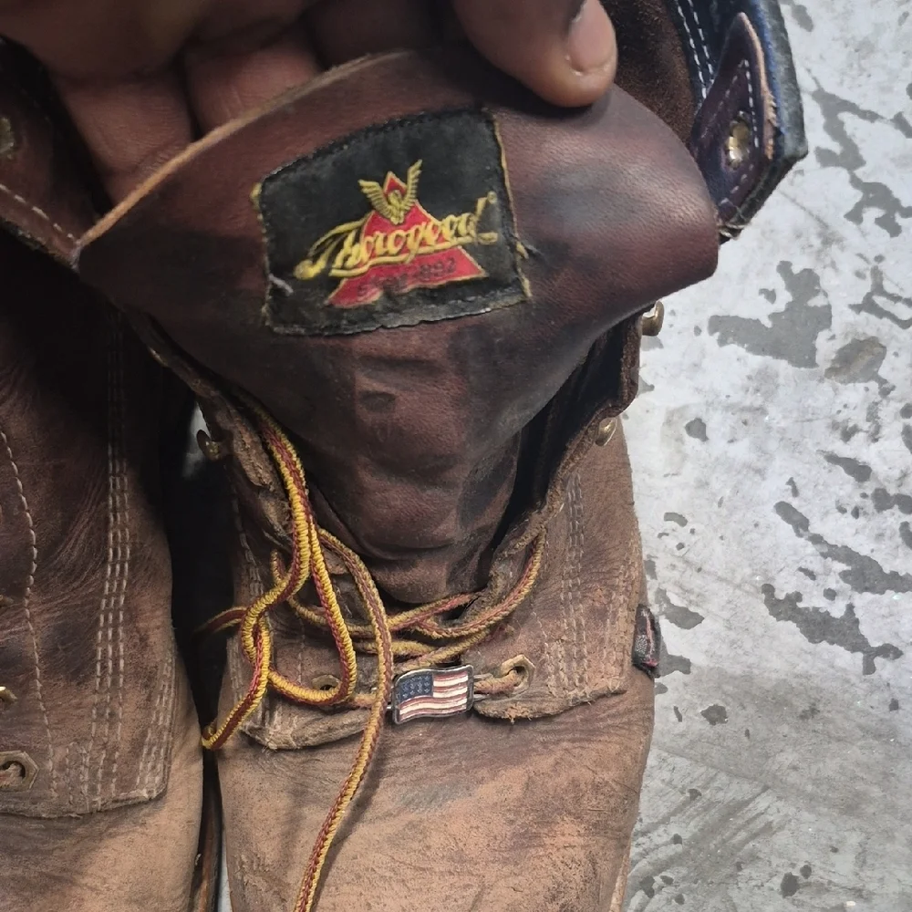 Men's Brown Leather Work Boots - Classic Lace-Up